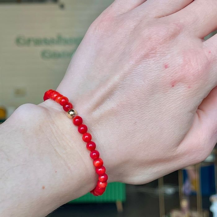 Red Coral + Gold Bracelet