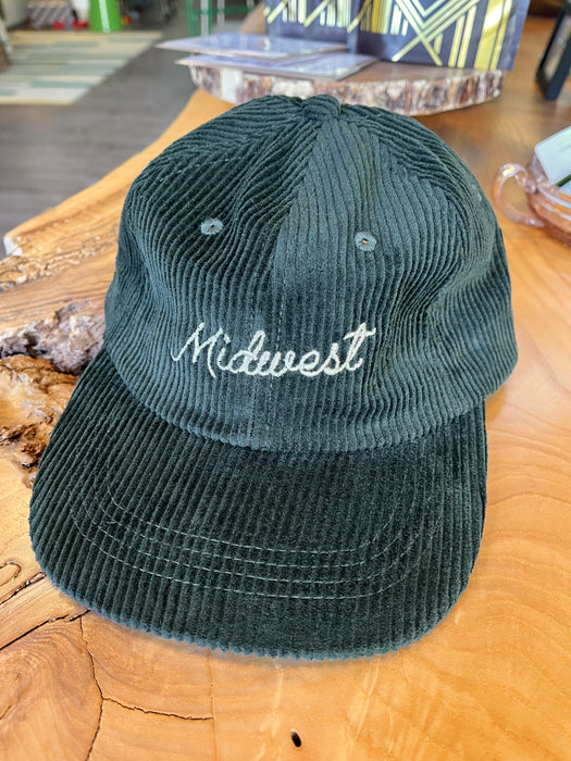 Midwest Corduroy Embroidered Dad Hat in Forest