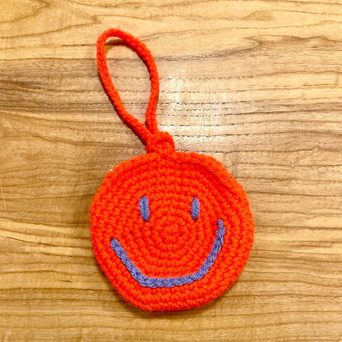 Hand-Crocheted Smiley Pouch