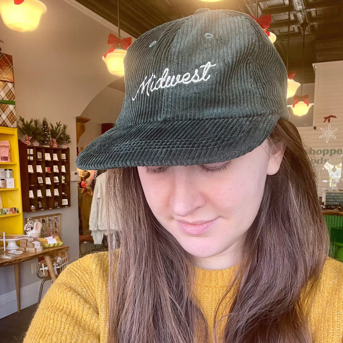 Midwest Corduroy Embroidered Dad Hat in Forest