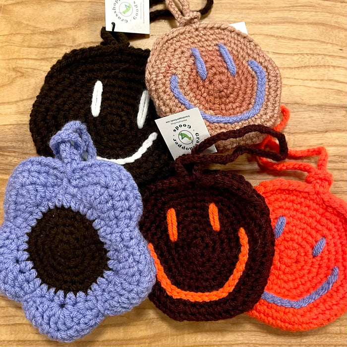 Hand-Crocheted Smiley Pouch