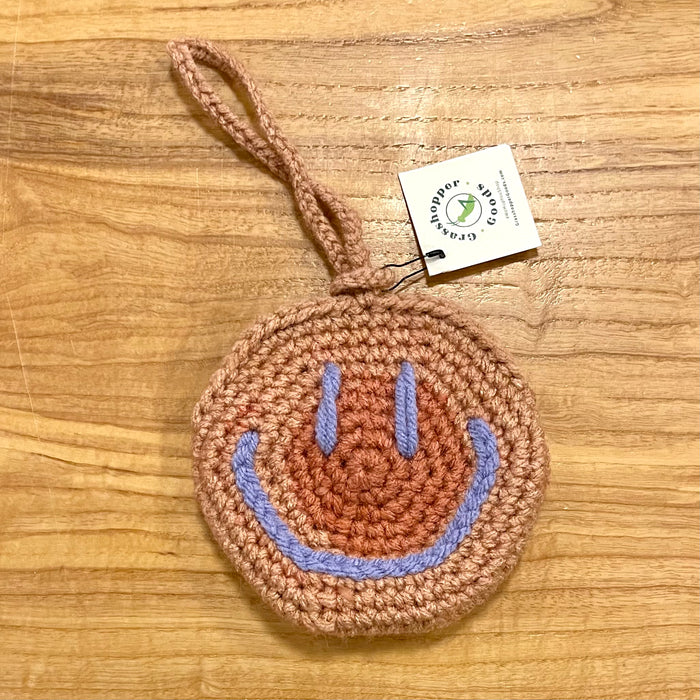 Hand-Crocheted Smiley Pouch