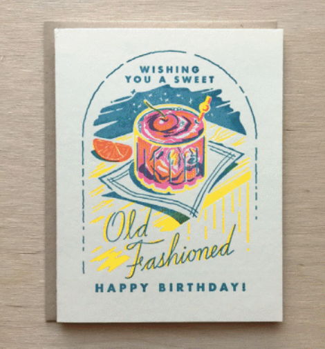 Sweet Old Fashioned Birthday Letterpress Card