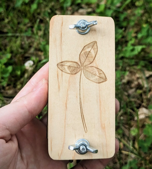 Pocket Size Floral Press With Clover Design - Cherry, Walnut, or Maple
