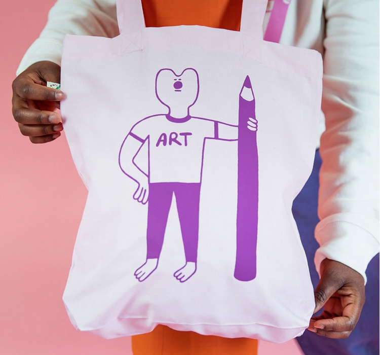 ART Tote Bag in Purple on Pink