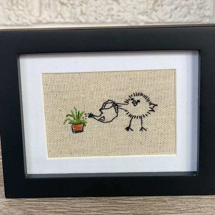Green Wing - Hand Stitched Art
