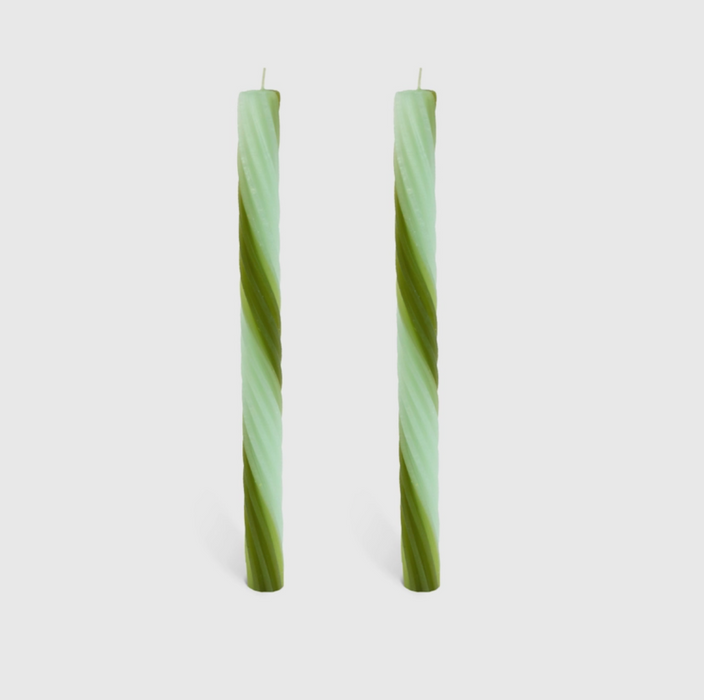 Rope Taper Candles in Candy Cane or Green