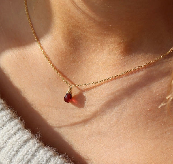 Red Garnet Teardrop Necklace