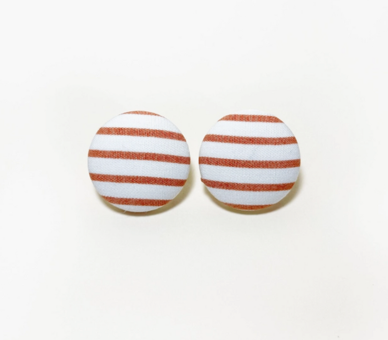 Copper Striped Fabric-Covered Earrings