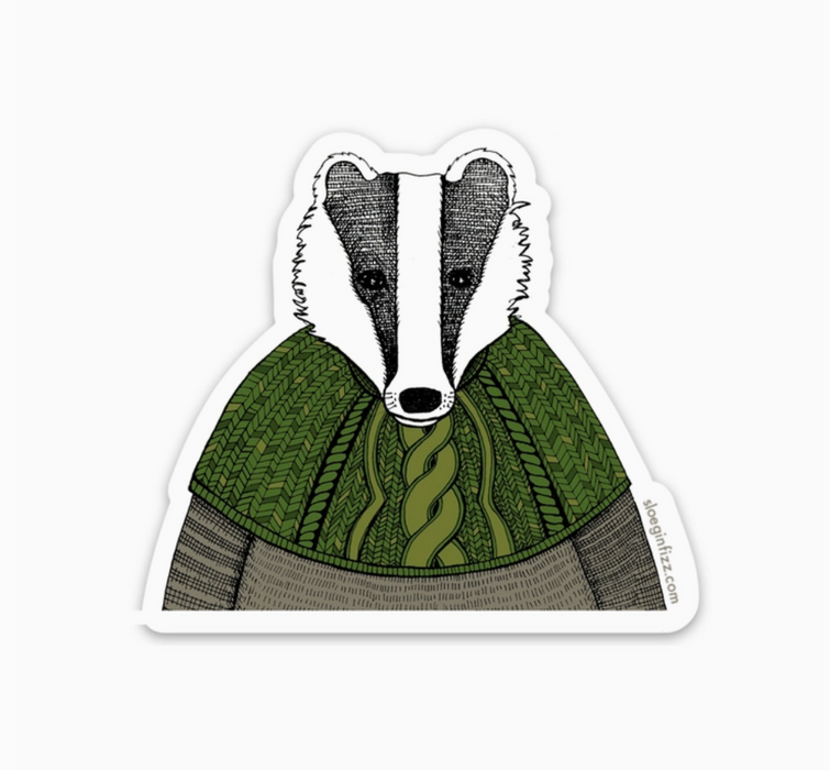 Badger In a Cable-Knit Shawl Sticker