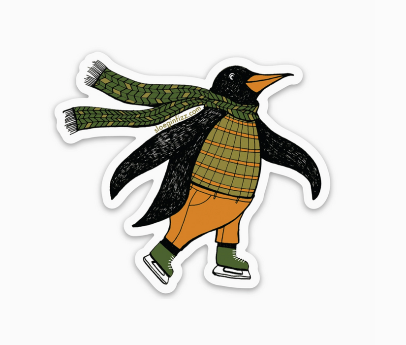 Penguin Ice Skating Sticker