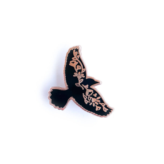 Floral Omen Crow/Raven/Blackbird Enamel Pin