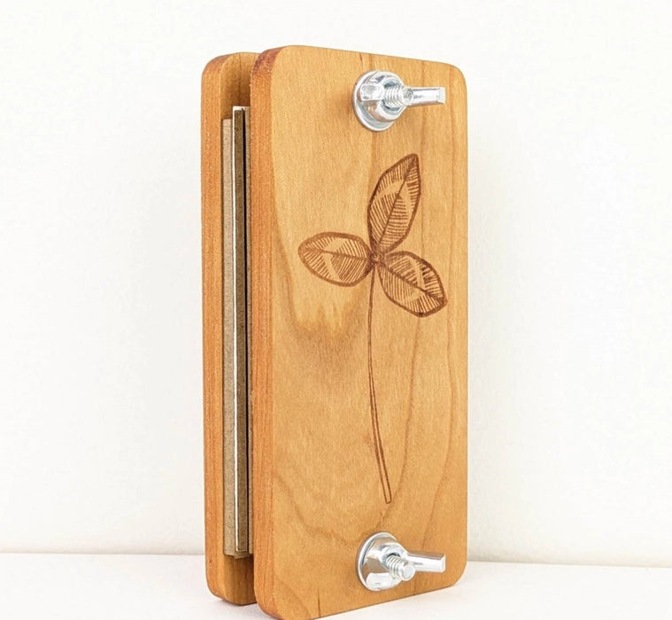 Pocket Size Floral Press With Clover Design - Cherry, Walnut, or Maple