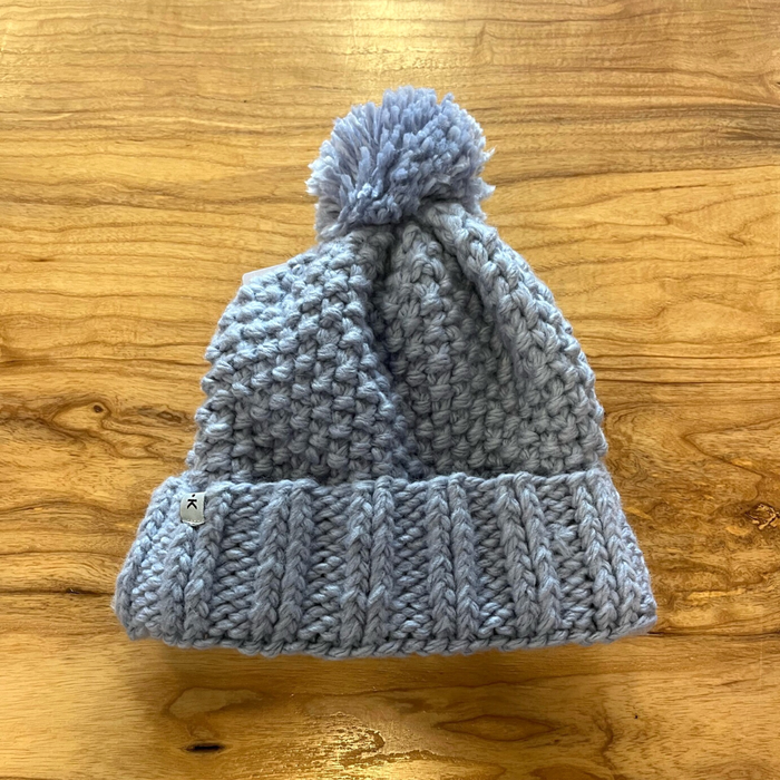 Chunky Knit Pom Hat In Periwinkle or Army Green