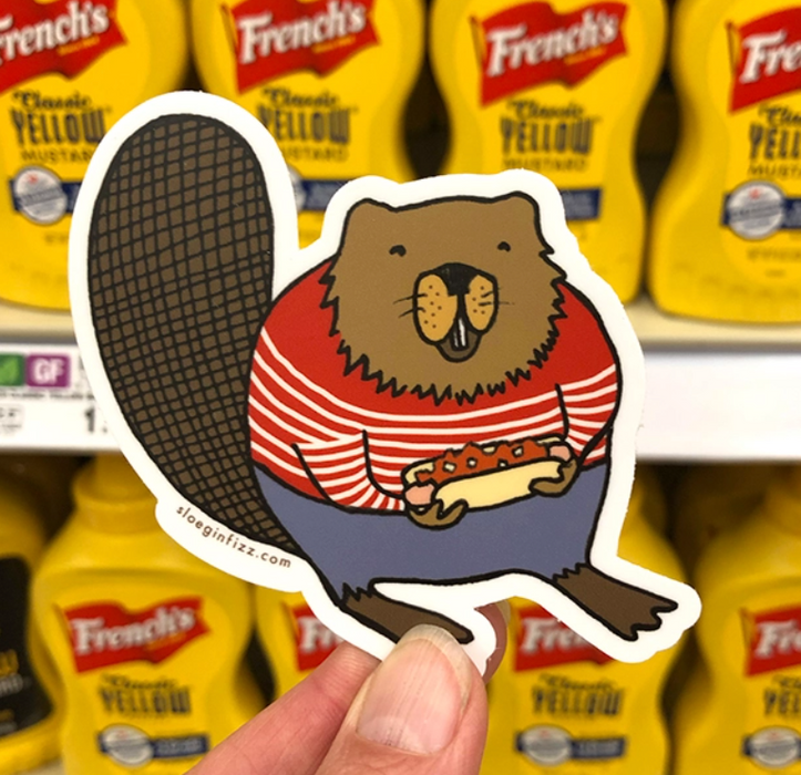 Beaver With a Coney Dog Vinyl Sticker