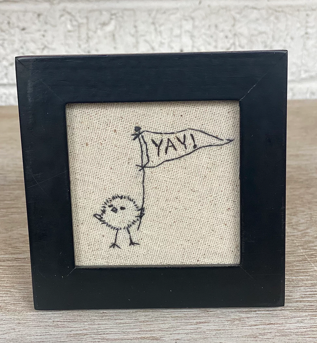 Bird of Good Cheer (Yay) Hand-Stitched Art