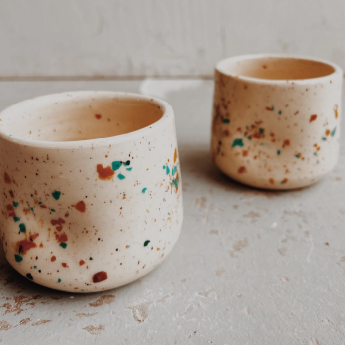 Handmade Ceramic Confetti Thumbprint Tumbler