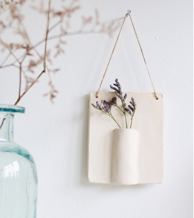 Ceramic Wall Hanging With Dried Flower