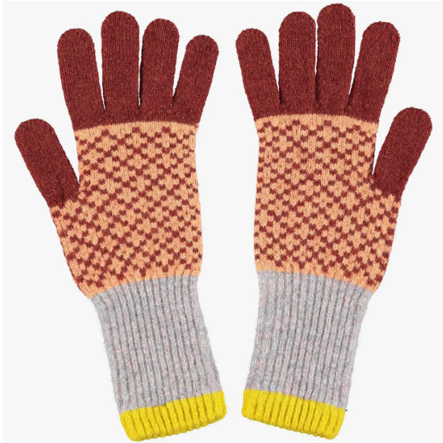 Lambswool Gloves in Sienna Cross