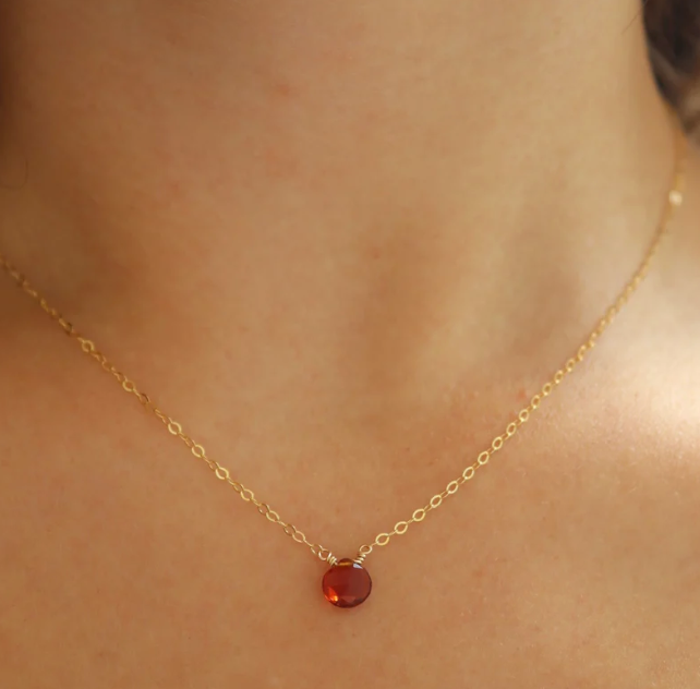 Hessonite Necklace 14k Gold Fill