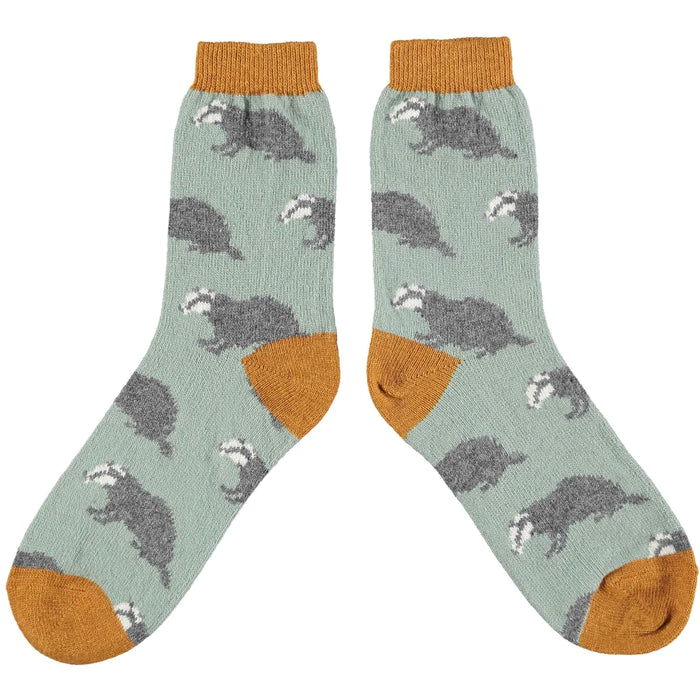 Badger Lambswool Ankle Socks in Dusty Sage