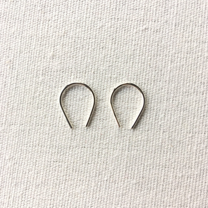 Tiny Horseshoe Earrings-Silver