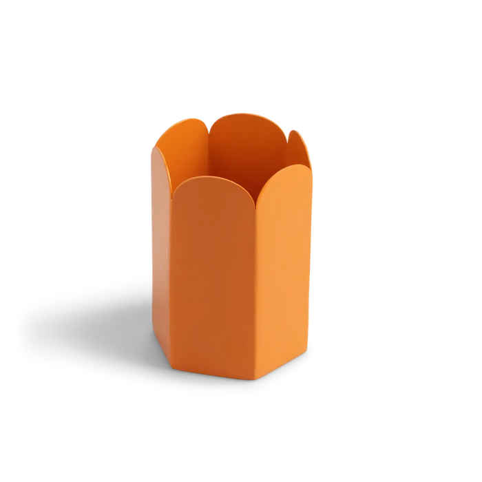 Scallop Edge Pen Pot in Orange