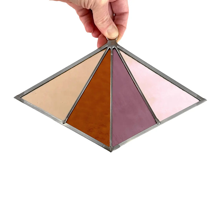 Stained Glass Diamond Suncatcher - Pink/Purple/Amber