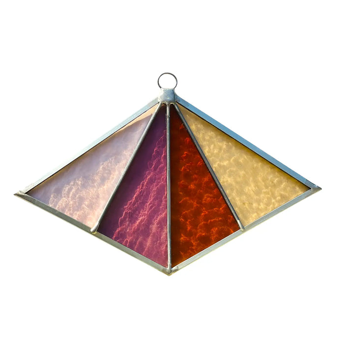 Stained Glass Diamond Suncatcher - Pink/Purple/Amber